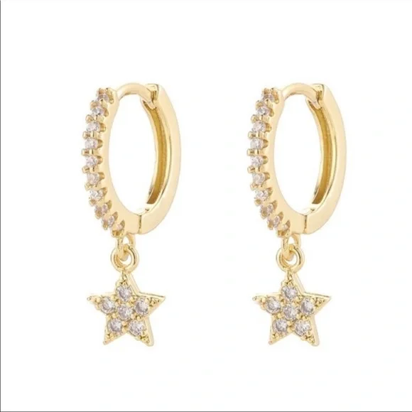 NEW STAR GOLD 925 STERLING SILVER HOOP EARRINGS,WONDERFUL EARRINGS,WOW EARRINGS - Picture 6 of 6